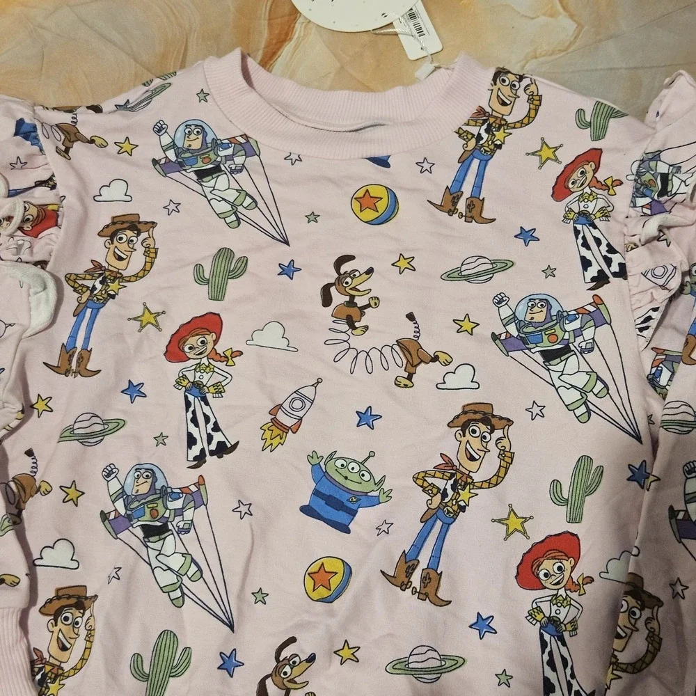 Little Sleepies Toy Story Disney Pixar Woody Buzz Pink Sweatshirt Size 6 NWT